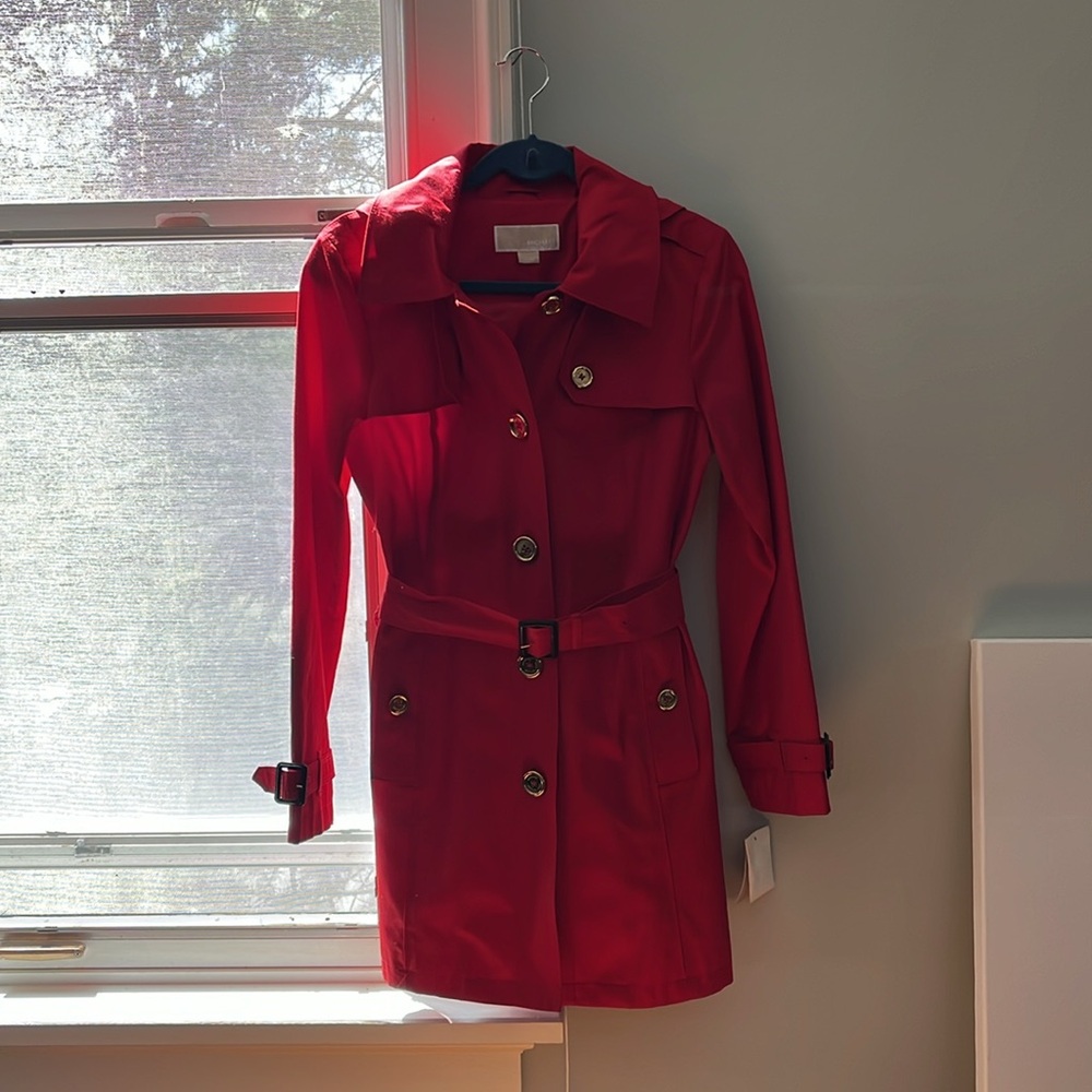 NEW w/ tags. Michael Kors Trench Coat. Size S. Color Red.